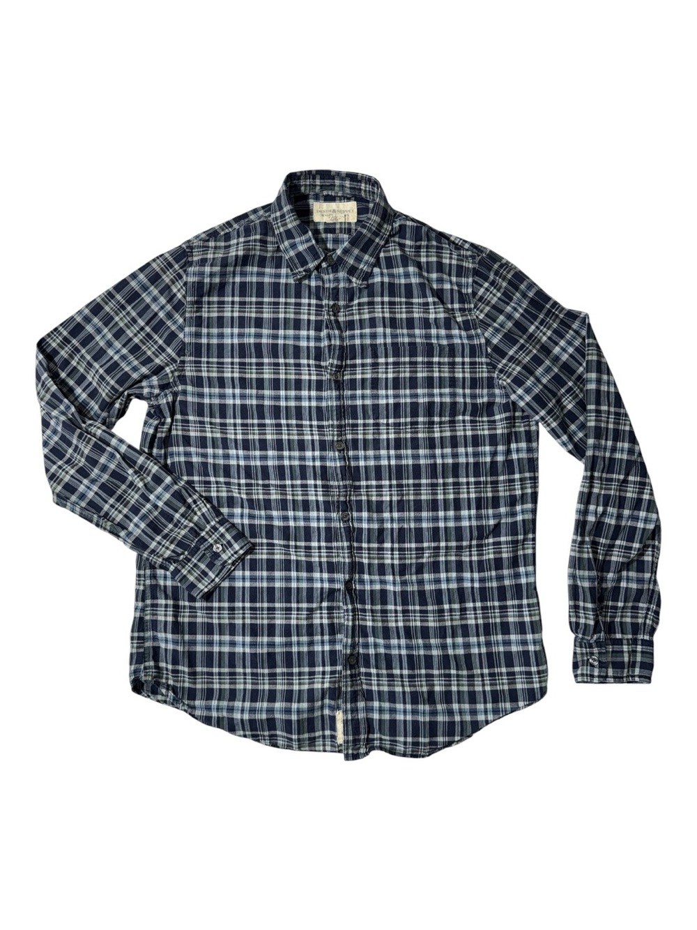 Denim & Supply Ralph Lauren mens L Large blue plaid button up shirt EuC